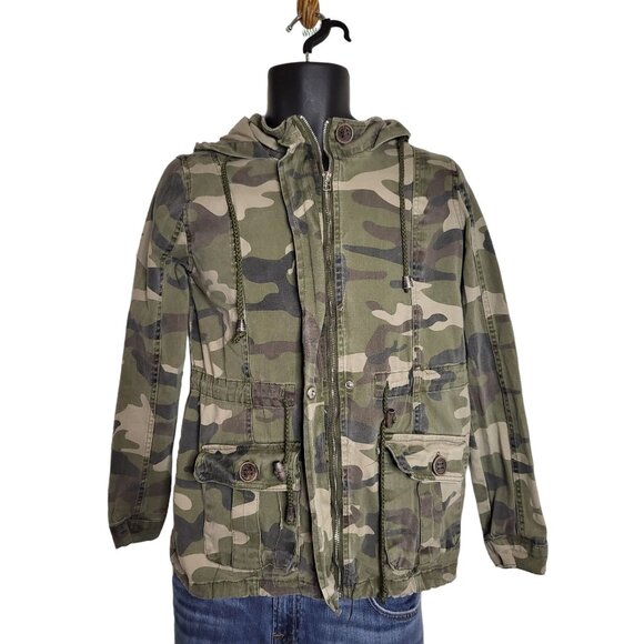 Camouflage Jacket 1 Sunset Lane Women Sz S Hooded Military Winter Outerwear - Picture 6 of 8